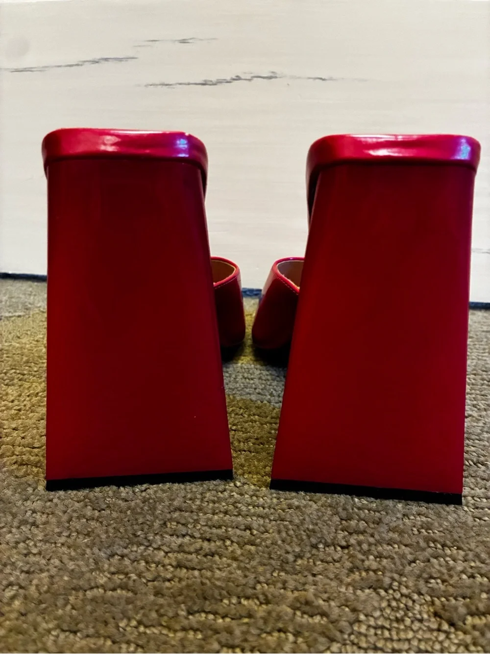 Nasty Gal Red Open-Toe Block Heel Sandals